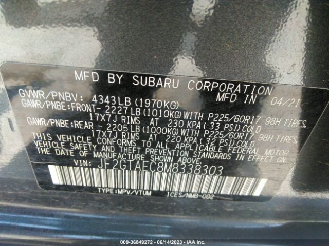 JF2GTAEC8M8338303 Subaru Crosstrek Premium