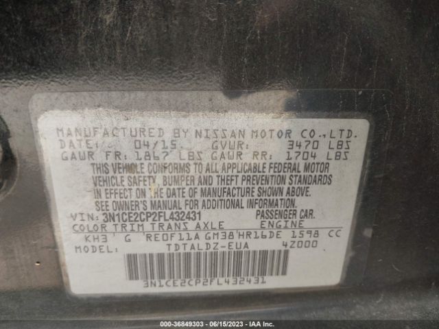 3N1CE2CP2FL432431 Nissan Versa Note Sv
