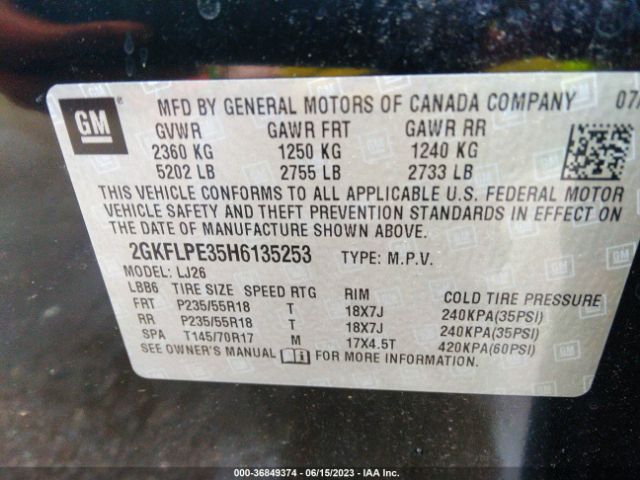 2GKFLPE35H6135253 GMC Terrain Slt