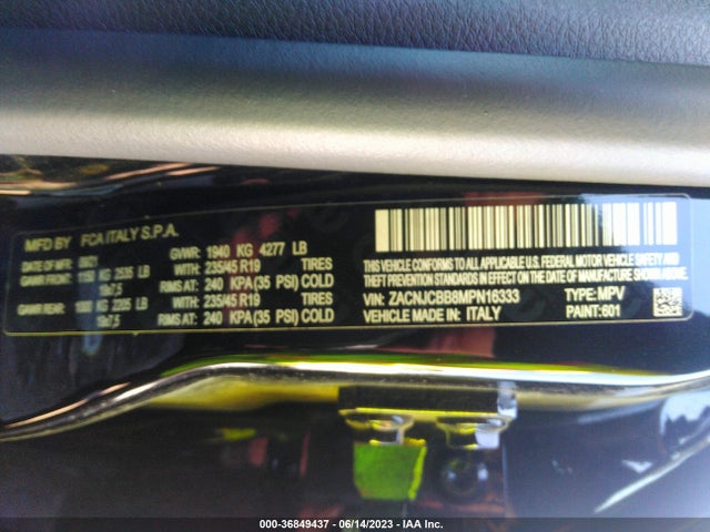 ZACNJCBB8MPN16333 Jeep Renegade Latitude