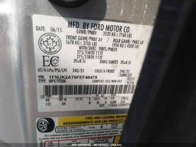 1FMJK2AT9FEF48475 Ford Expedition El Limited