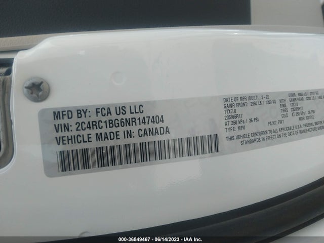 2C4RC1BG6NR147404 Chrysler Pacifica Touring L