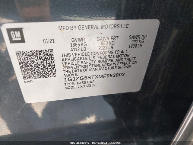 Chevrolet MALIBU RS 2021 1G1ZG5STXMF063903 Image 9