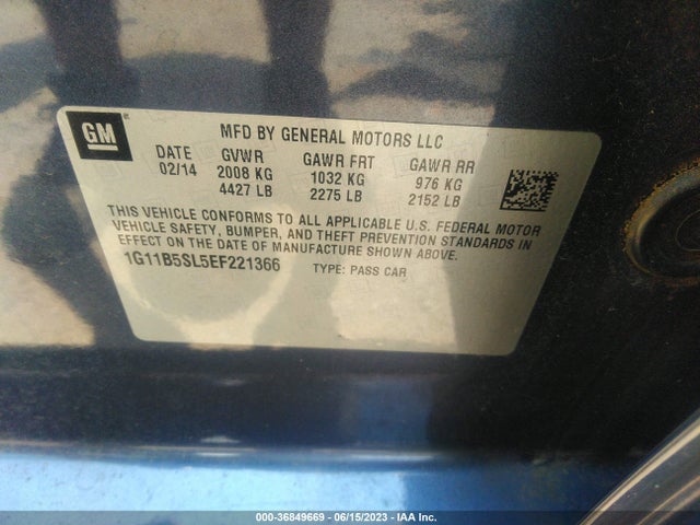 Chevrolet MALIBU LS 2014 1G11B5SL5EF221366 Image 15