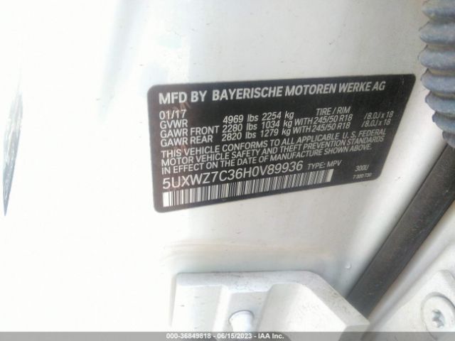 5UXWZ7C36H0V89936 BMW X3 Sdrive28i