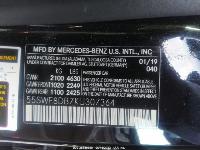 55SWF8DB7KU307364 Mercedes-Benz C-class C 300
