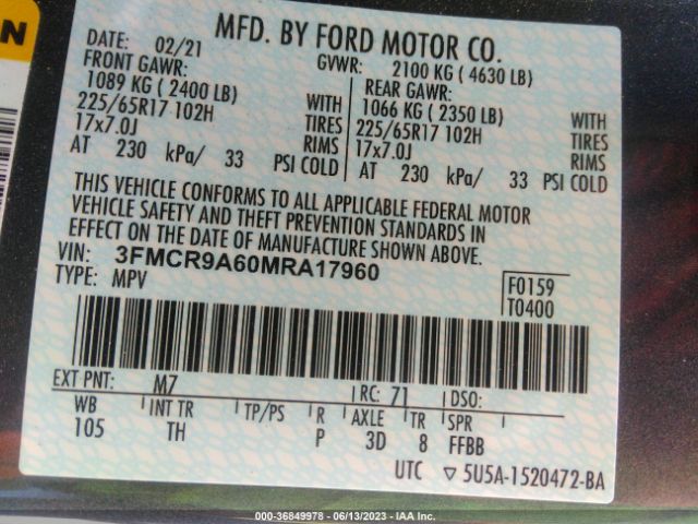 3FMCR9A60MRA17960 Ford Bronco Sport Base