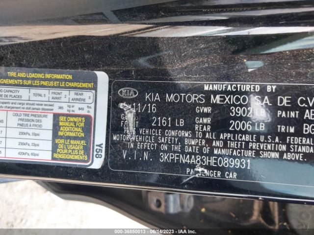 3KPFN4A83HE089931 KIA FORTE EX