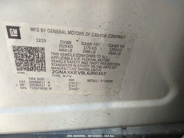 Chevrolet EQUINOX LT 2020 2GNAXKEV9L6200457 Image 16
