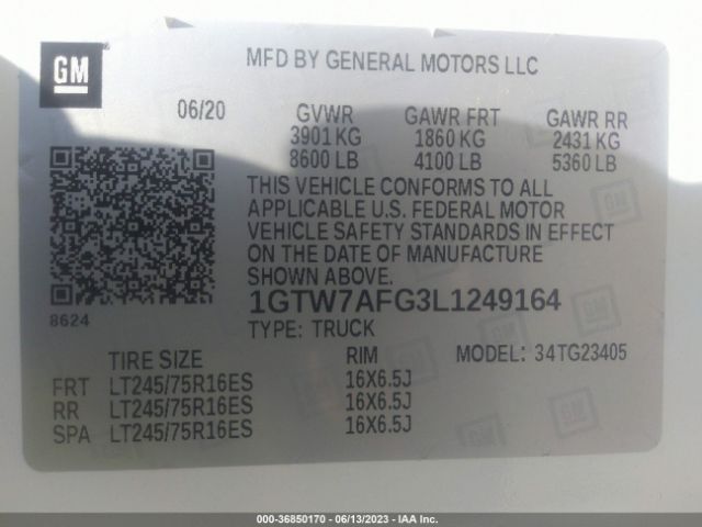 1GTW7AFG3L1249164 GMC SAVANA CARGO VAN
