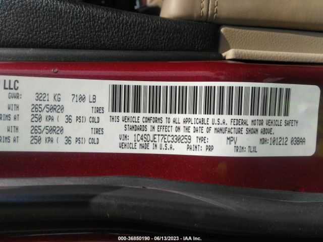 1C4SDJET7EC330259 Dodge Durango Citadel