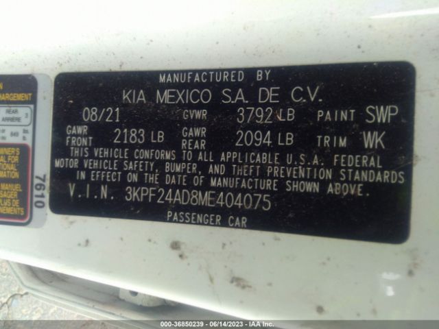 3KPF24AD8ME404075 KIA Forte Lxs
