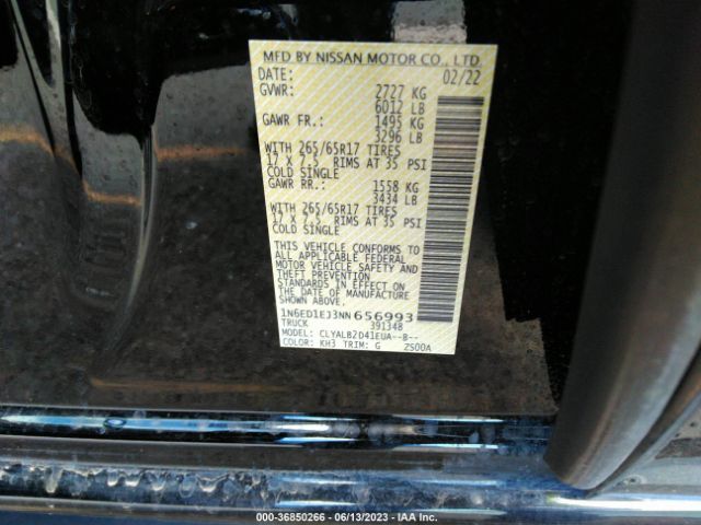 1N6ED1EJ3NN656993 Nissan Frontier Sv