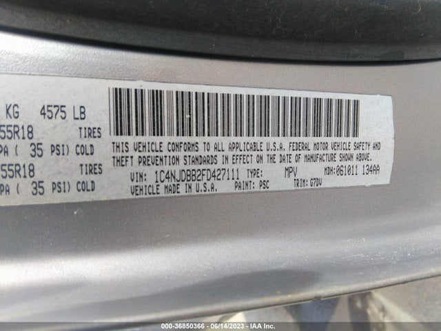 1C4NJDBB2FD427111 Jeep Compass Altitude Edition
