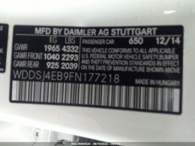 WDDSJ4EB9FN177218 Mercedes-Benz Cla-class Cla 250