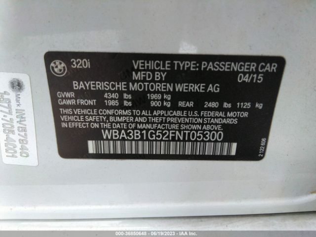 WBA3B1G52FNT05300 BMW 3 Series 320i