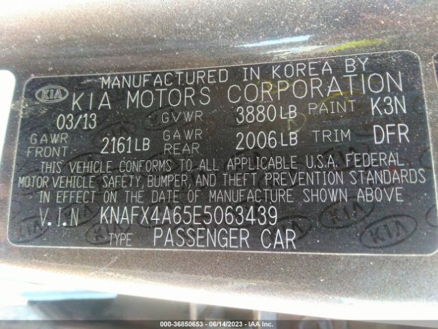 KNAFX4A65E5063439 KIA FORTE LX