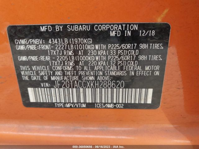 JF2GTACCXKH288620 Subaru Crosstrek Premium