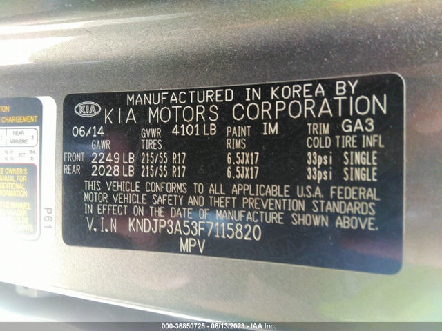 KIA SOUL + 2015 KNDJP3A53F7115820 Image 10