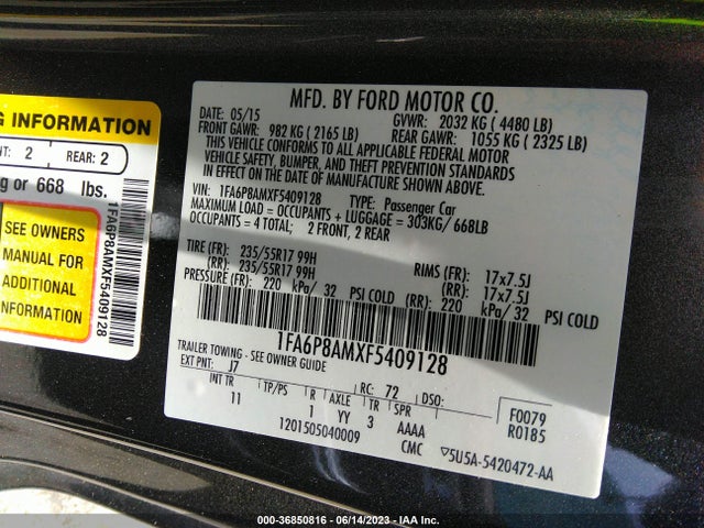 Ford Mustang V6 2015 1FA6P8AMXF5409128 Image 15