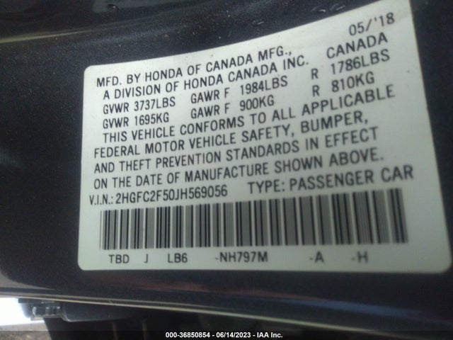 Honda Civic Sedan Lx 2018 2HGFC2F50JH569056 Image 10