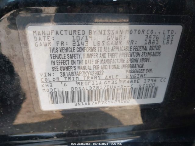 3N1AB7AP7KY429022 Nissan SENTRA SV