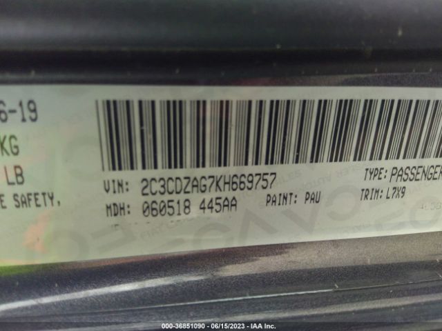 2C3CDZAG7KH669757 Dodge Challenger Sxt