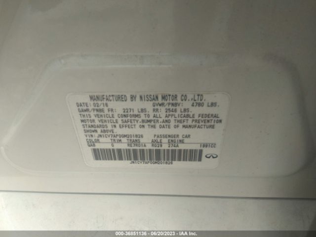 JN1CV7AP0GM201826 Infiniti Q50 2.0t Base/2.0t Premium