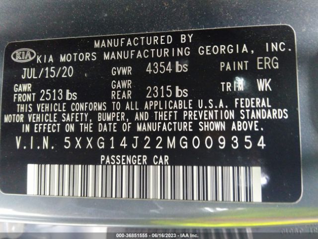 5XXG14J22MG009354 KIA K5 LXS