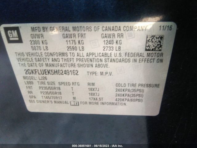 2GKFLUEK5H6249162 GMC Terrain Slt