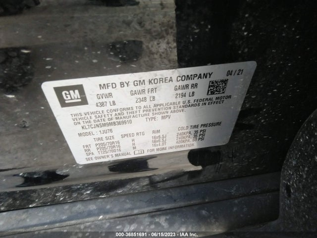 Chevrolet TRAX LS 2021 KL7CJNSM9MB369910 Image 9