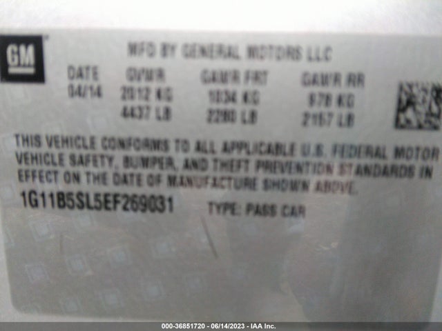 Chevrolet MALIBU LS 2014 1G11B5SL5EF269031 Image 9
