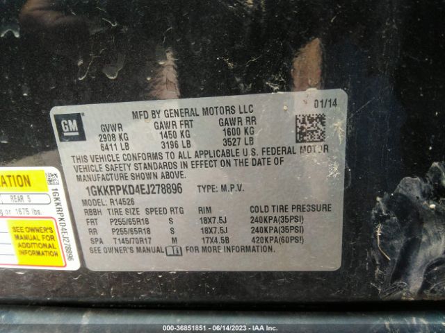 1GKKRPKD4EJ278896 GMC ACADIA SLE