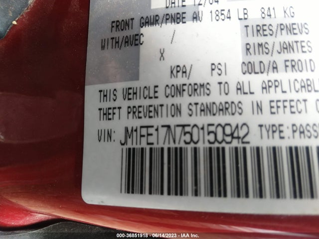 2005 MAZDA RX-8 VIN: JM1FE17N750150942