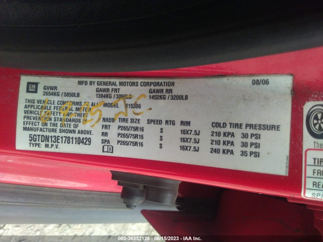 2007 HUMMER H3 SUV VIN: 5GTDN13E178110429