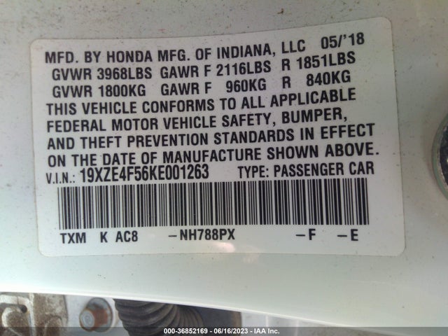 Honda INSIGHT EX 2019 19XZE4F56KE001263 Image 9