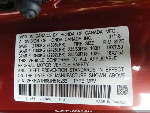 Honda Cr-v Ex-l 2018 2HKRW1H88JH516262 Image 9