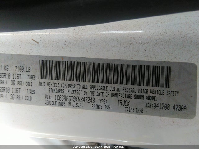 1C6SRFGT9KN847243 RAM 1500 Tradesman