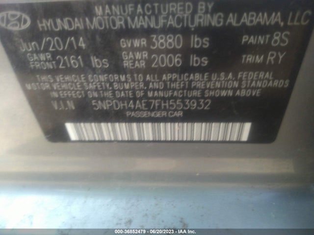 Hyundai Elantra Limited 2015 5NPDH4AE7FH553932 Image 9