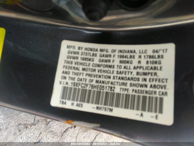 Honda Civic Sedan Ex 2017 19XFC2F76HE051782 Image 9
