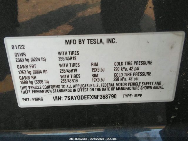 7SAYGDEEXNF368790 Tesla Model Y Long Range