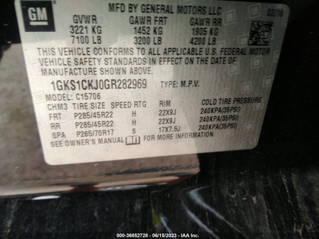 GMC YUKON DENALI 2016 1GKS1CKJ0GR282969 Image 9