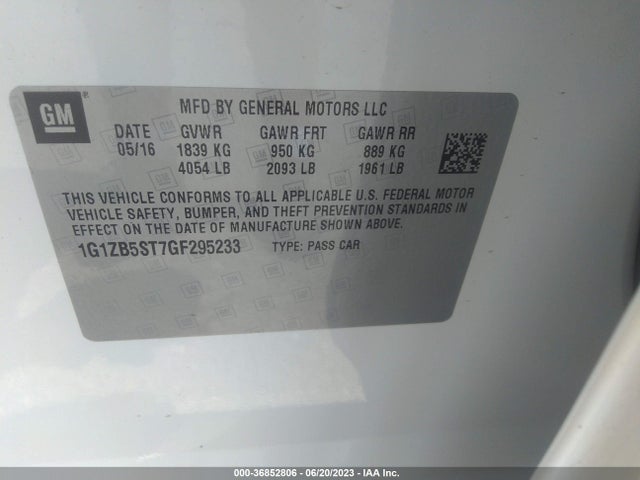 Chevrolet MALIBU LS 2016 1G1ZB5ST7GF295233 Image 9