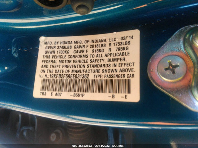 Honda Civic Sedan Lx 2014 19XFB2F59EE031362 Image 9