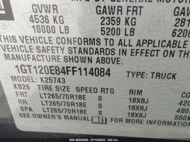 1GT120E84FF114084 GMC Sierra 2500hd Denali