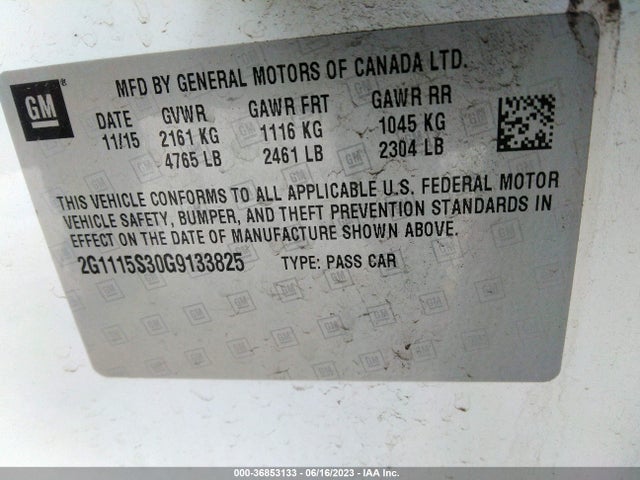 Chevrolet IMPALA LT 2016 2G1115S30G9133825 Image 16