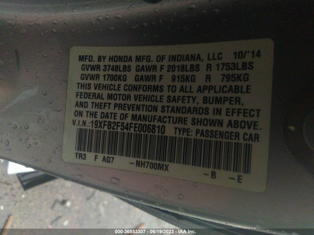 Honda Civic Sedan Lx 2015 19XFB2F54FE006810 Image 9