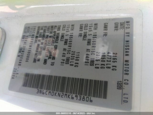 3N6CM0KN2MK693806 Nissan Nv200 Compact Cargo S