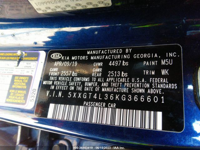 5XXGT4L36KG366601 KIA Optima S