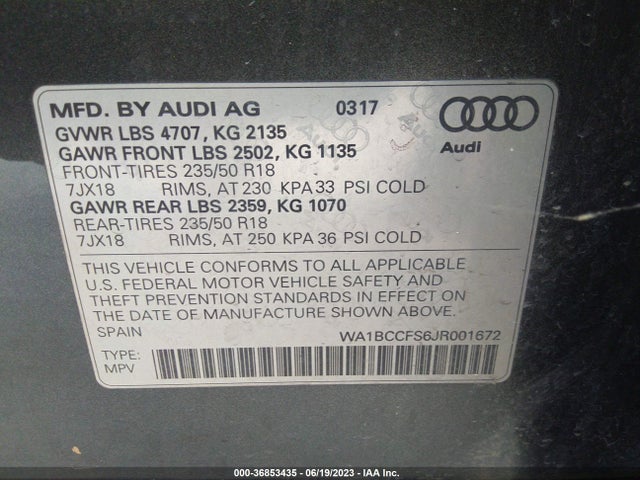WA1BCCFS6JR001672 Audi Q3 Premium/sport Premium